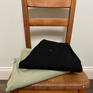 (2) Banana Republic “Avery” style slacks - Green & Black - size 0. Ankle length!